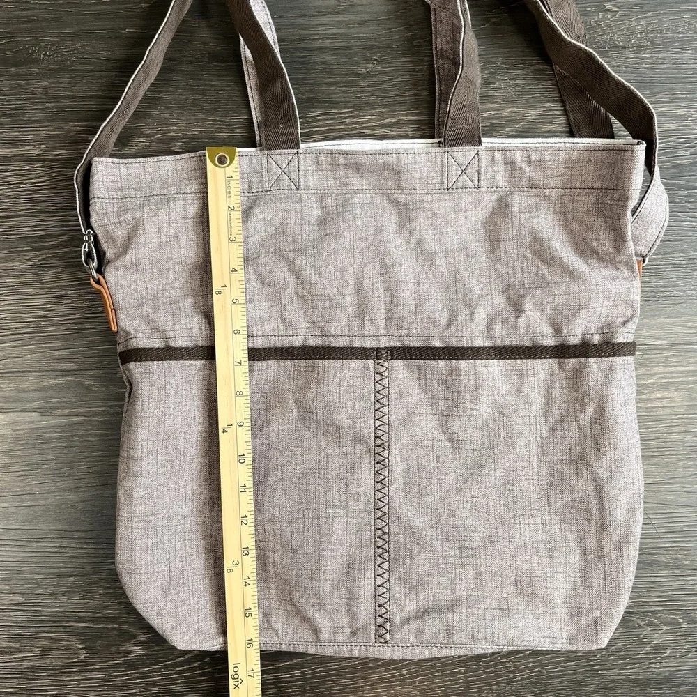 Thirty One Retro Metro Mocha Crosshatch‎ Crossbody Bag Tote NWOT Boho Academia